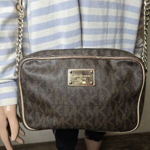 Michael Kors Dark Brown Monogram Crossbody Bag